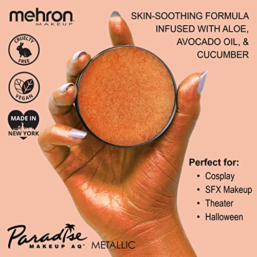 Image of Mehron Paradise FX Metallics - Metallic Orange 1.4 oz | Professional Water Activated Shimmering Metallic Paint for Raves, Costumes, Special Effects, Halloween, Stage, Screen, Theater & Cosplay FX