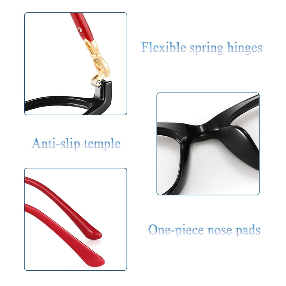 Anti Blue Light Okulary do Czytania, Okulary Komputerowe dla Kobiet, Klasyczne Prostokątne Okulary Presbyoopiczne (Color : Noir, Size : 3.5)