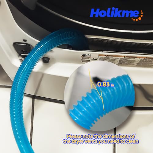 Image of Holikme Dryer Vent Cleaner Kit, Vacuum Hose Attachment, 2-Piece, Blue