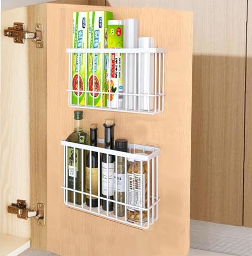 Miniatura 2 de Eigpluy 2 Piezas Caja De Almacenamiento De Puerta De Cocina,Adhesivo Caja De Almacenamiento Montada En Pared,Armarios Baños Refrigeradores Caja De Organización De Artículos Diversos Blanco