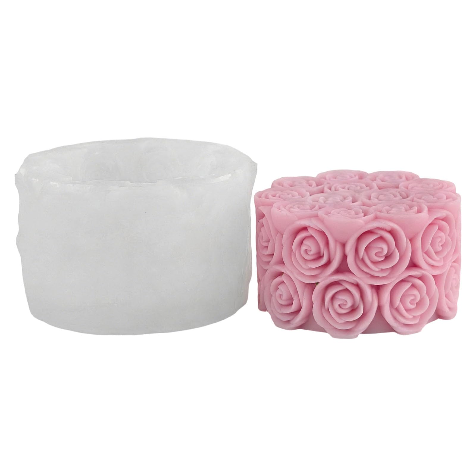 Hredyqw Silicone Rose Candle Mould For Handmade Floral Cylinder Candle With Intricate Detailing
