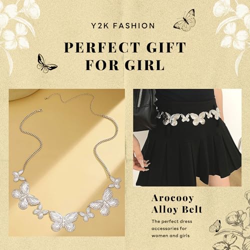 Silver Waist Chain Y2K Butterfly Chain Belt Alloy Boho Metal Body Belly Chain Dress for Girls and Women3