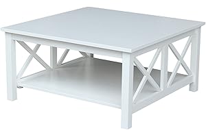 IC International Concepts Square White Coffee Table: Modern Design with Timeless Appeal