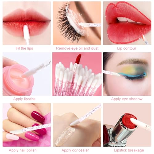 Image of MAYCREATE 310Pcs Makeup Tools Set with Storage Case, Pink Beauty Accessories Kit with 100Pcs Lip Brushes, 100Pcs Micro Swabs, 80Pcs Mascara Brushes,& 30Pcs Dual Head Eyeshdow Applicator
