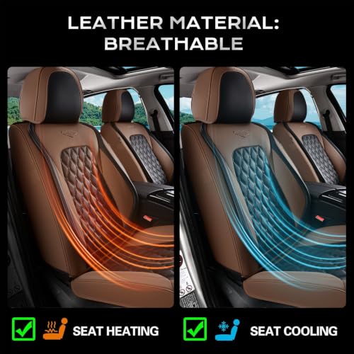 Image of Coverado Universal Car Seat Covers Full Set, Premium Breathable Waterproof Faux Leather Front & Rear Seat Protectors, Luxury Automotive Interior for Sedans SUVs Trucks - CoffeeBlack