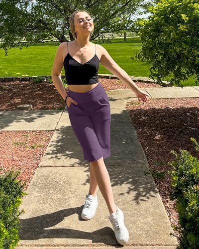 Image of G4Free Capri Pants for Women 14 inch Knee Length Wide Leg Yoga Capris Dressy Casual Summer Crop Pants with Pockets