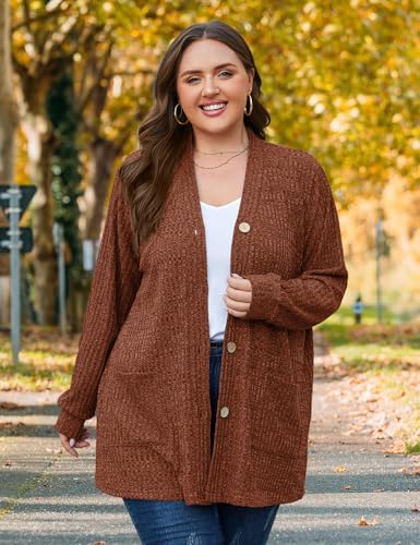 Image of MONNURO Plus Size Cardigan for Women Lightweight Open Front with Pockets