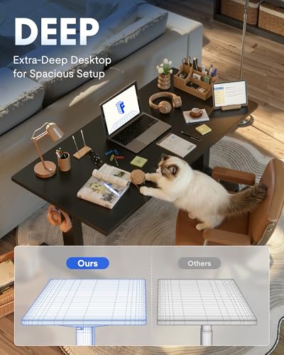 Image of FLEXISPOT EN1 One-Piece Standing Desk, Electric Adjustable with 4 Memory Presets, 176 LBS Capacity, Stable & Quiet, Seamless Desktop for Home Office & Dual Monitors, 48 inchx30 inch Black