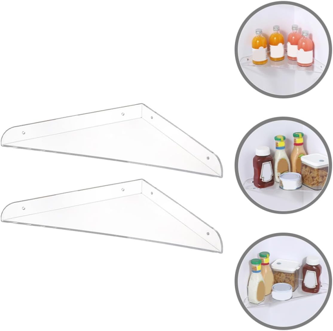 2pcs Acrylic Wall Floating Shelves with Simple Look, Easy to Clean and Sturdy, Wall Mounted Storage Rack for Living Space and Schoolroom, Versatile Corner Display Shelf