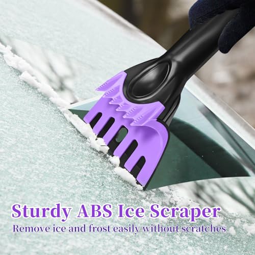 HEEYA 51 Inch Truck Snow Brush and Ice Scraper with Long Handle, Heavy Duty Snow Broom with Foam Grip for Pushing Heavy Snow for SUV Car Automobile Vehicle Windshield Window - Purple - Thumbnail 6