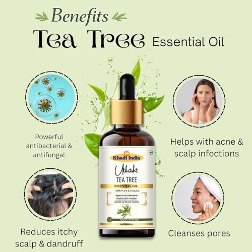 Image of Khadi Utkrisht Premium Essential Oils Combo of 5 - Rosemary, Tea Tree, Lavender, Rose & Sandalwood for Hair Growth, Skin Care & Aromatherapy | 100% Pure Natural Essential Oil Combo for Diffuser & Massage - Pack of 5