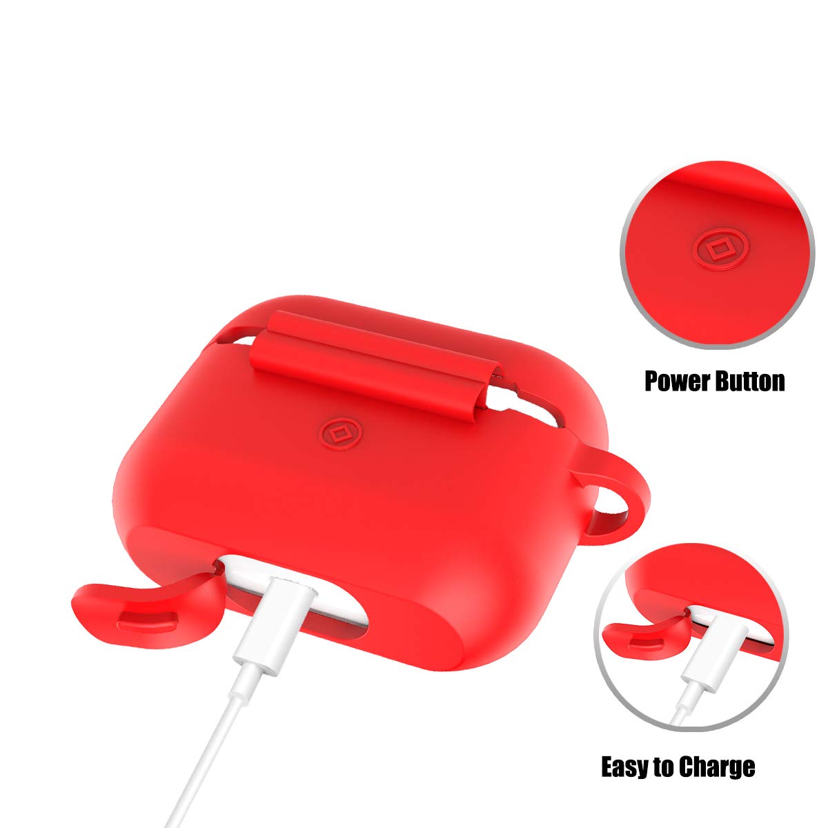 Felicey AirPods Pro Case, AirPods 3 Soft Silicone Full Protective Shockproof Cover for AirPods Pro (Front LED Visible) (Red)