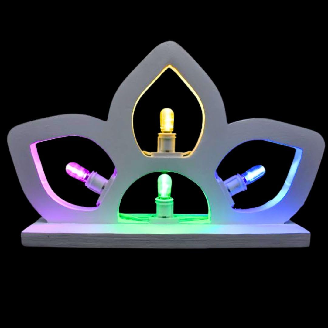 Luminaria Salentina d’Arredo Fiore Bianco da Tavolo, Lampadine Decorative Led Colorate da Parete, Luci Insegna Esterno Interno Lampada, Decorazioni Arredo Interno Esterno, 100% Made in Italy