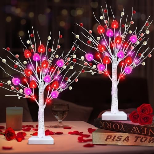 Amazon.com: Ruidazon 4 FT Lighted Tree with Heart Berry Ornaments 48 ...