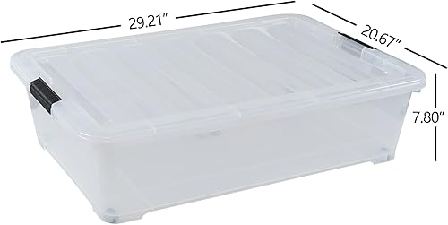 Miniatura 2 de Caja de almacenamiento con pestillo con ruedas de 50 cuartos de galón, contenedor apilable con tapa de pestillo, contenedor de plástico para