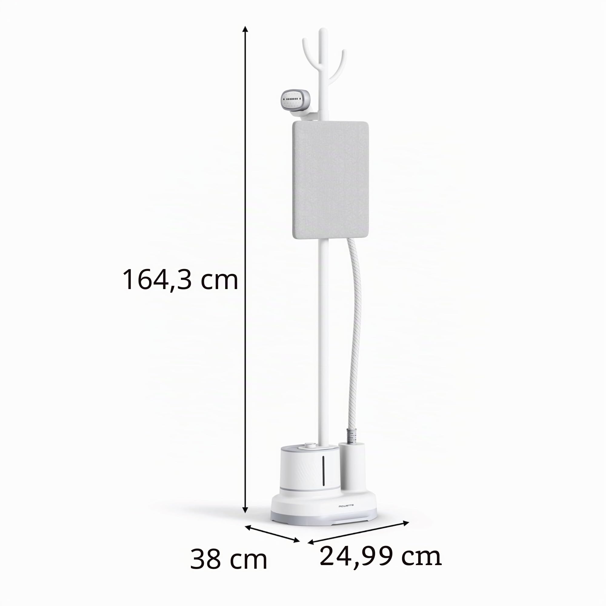 Rowenta, vaporizador para ropa, vapor en el hogar, acero inoxidable de tamaño completo con tabla de planchar vertical, tanque de agua de 42 onzas, perchero para ropa, compacto, 1800 vatios,