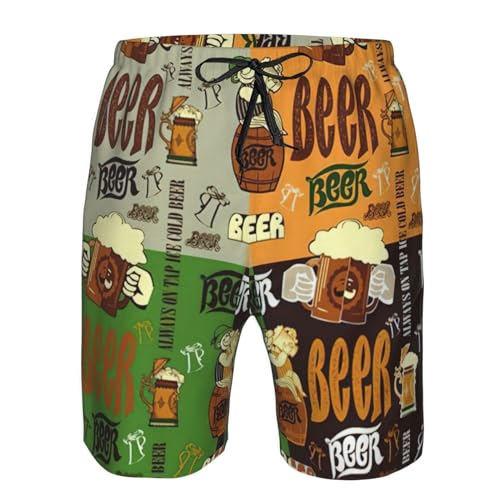Beer Print Men's Beach ofens Swim Trunks Shorts Quick Dry with Shorts Running, Surfing,Beach Sports4