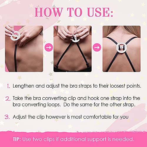 Image of Hollywood Fashion Secrets Bra Strap Clips to Make Racerback Clear, 2 Pairs