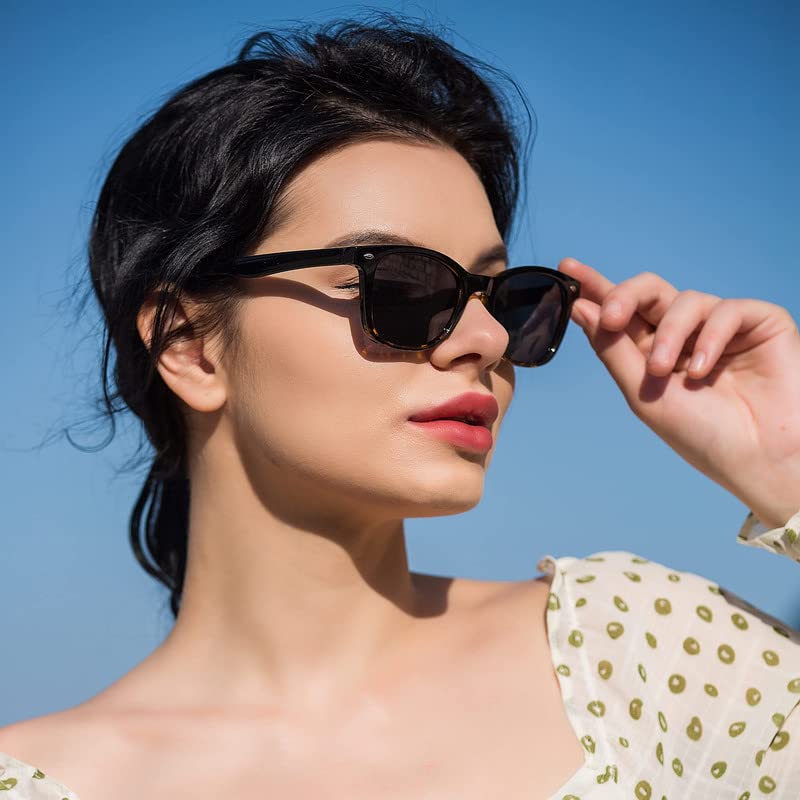 Image of Sunglasses Vintage Square for Men and Women Protection Outdoor Shades 1 Pack (Tortoise,No Magnification)