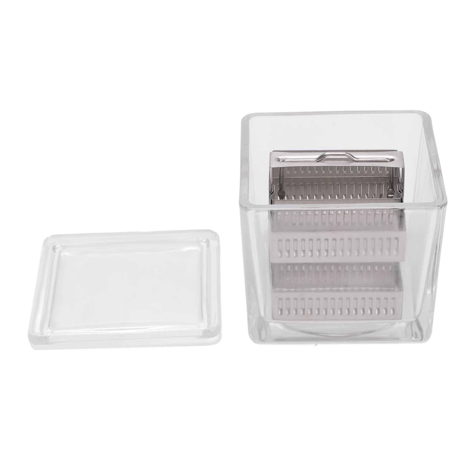 Generic Färbegefäß aus Glas, Färbegefäß mit Breiter Basisstruktur für Experimente, Hervorragende Versiegelung mit Deckel für Tier- und Pflanzenproben (Glasregal aus Edelstahl mit 30 Objektträgern)