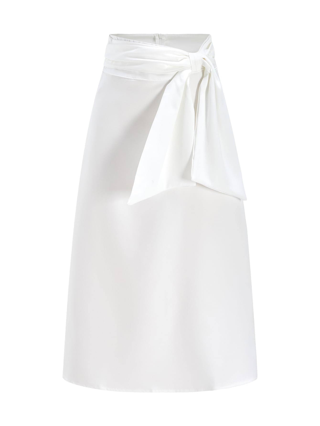 Womens Elegant A-Line Skirt Bow Tie Knot Plain Midi Skirts Business Work Outfits