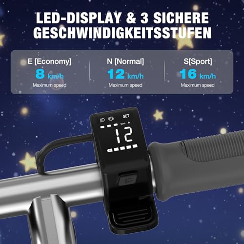 MEGA MOTION Patinete eléctrico para niños, 3 Modos de Velocidad, Motor de 150 W, Velocidad máxima de 16 km/h, Plegable, Manillar Ajustable, Ruedas de 15 cm y luz Lateral LED - imagen 3