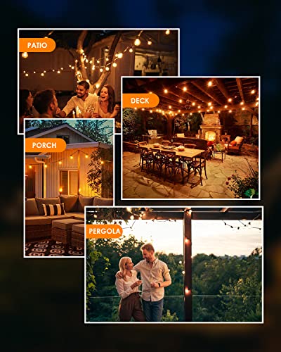 Yuusei Outdoor String Light 100Ft, Dimmable Patio Lights Remote Control With 50+2 Shatterproof G40 Led Bulbs, Ip45 Waterproof Outside Hanging Lights For Backyard,Bistro,Cafe,Garden 2700K Warm White #TOP6