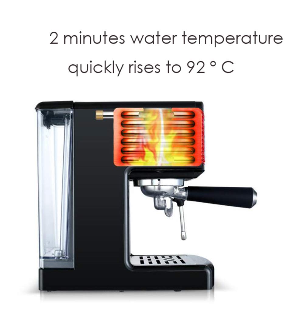 Macchina da Caffe- Doppia Tecnologia di Controllo Della Temperatura Caldaia a Vapore Tipo Vortex Serbatoio dell'acqua di Grande Capacità da 1,7 Litri Vassoio Staccabile 1450W, Nero