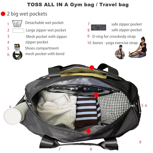 Gym Bag 3.0 Durable Designed Duffel Bag with Shoe Compartment Including 2 Detachable Wet-Compartment WoMen & Men (Army green)4