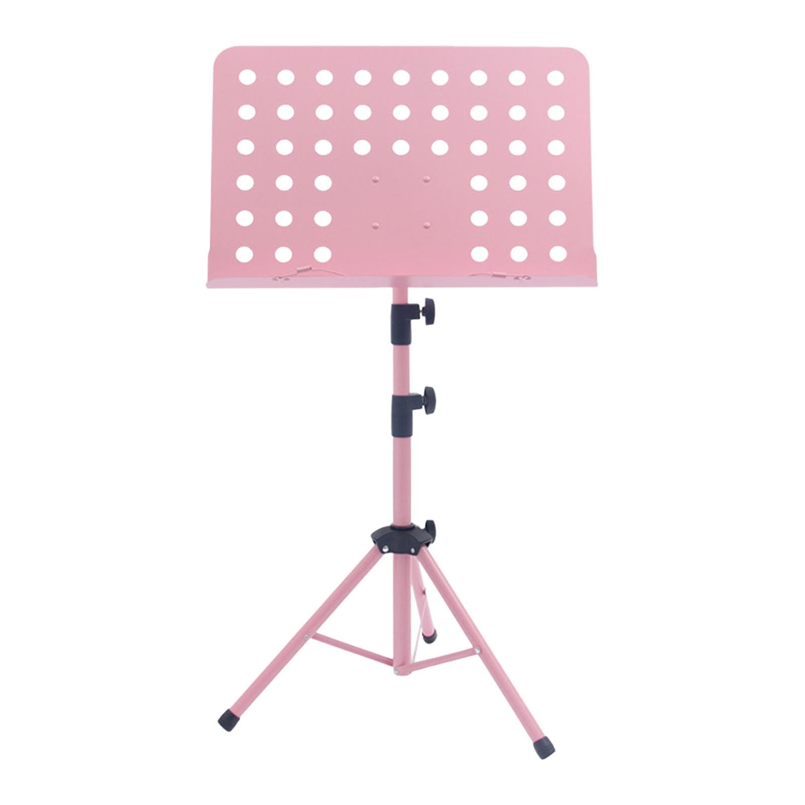 perfeclan Atril plegable para partituras, antideslizante, estable, robusto y práctico, altura ajustable para músicos profesionales, escenarios, Rosa
