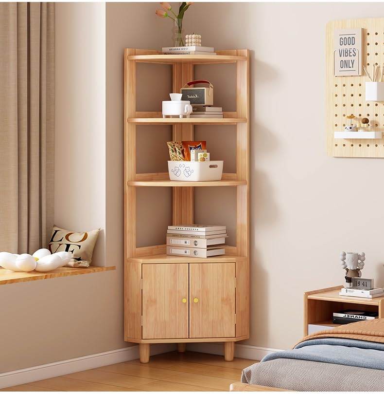 LLYLAFDC Eckschrank Klein, Kleiner Büroschrank, Eckregale Stehend, Eckschrank Wohnzimmer, Mit Viel Stauraum Mit Türen Und Offenen Regalen Für Küche Wohnzimmer Esszimmer(Beige,150cm) Sonstiges