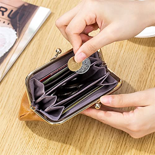Vintage Cowhide Wallets Female Genuine Leather Purses Portable Large Capacity Money Bag Small Coin Purse Card Holders (Orange)3