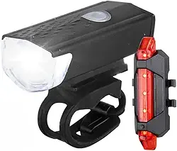 Farol Para Bike RecarregáVel Com Sinalizador Traseiro - Alto Brilho - Kit De IluminaçãO Para Bicicleta