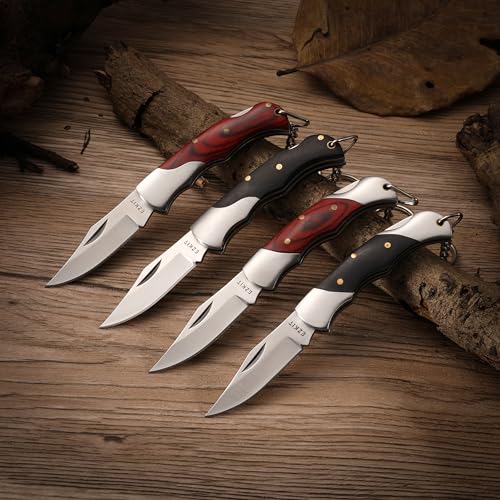 Image of Small Pocket Knife, EDC Pocket Knife, D2 Stainless Steel and Wood Handle, Small Knife, Blade Length 2in