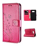 Samsung S8 Case,Galaxy S8 Wallet Case, FLYEE Flip Case Wallet Leather [kickstand] Emboss Butterfly Flower Folio Magnetic Protective Cover with Card Slot Rose