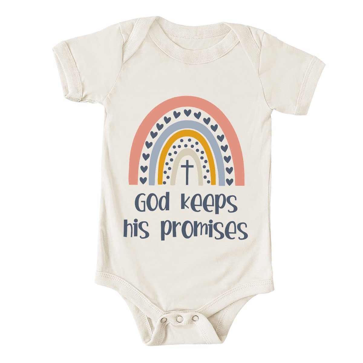 FastDeliveryTees God Keeps His Promises Rainbow Baby Onesie - Funny Infant One-piece Baby Bodysuits - White Baby Onesie 0-3 Months
