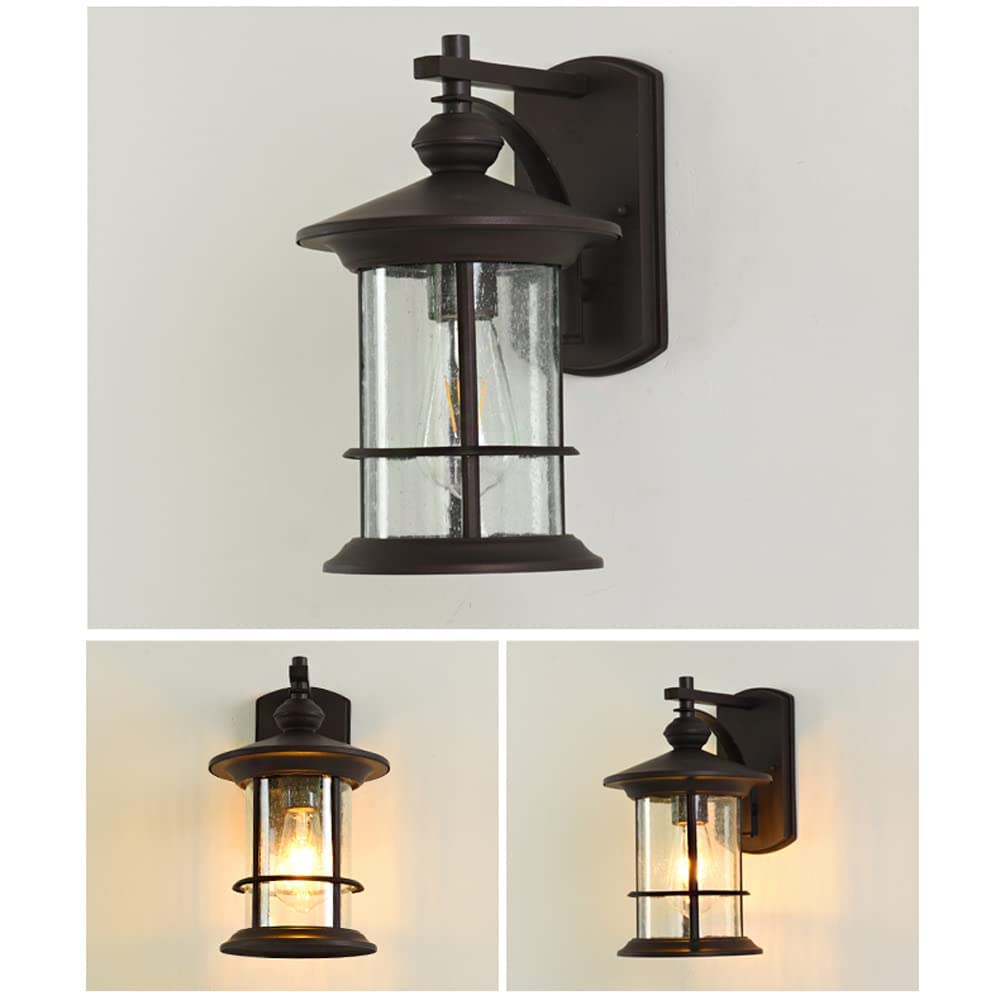Aplique de Pared para Exteriores, Farol de Pared Exterior de 1 luz en Acabado Negro/café Dorado con Vidrio sembrado Transparente, iluminación Exterior para Garaje, lámpara de Montaje en
