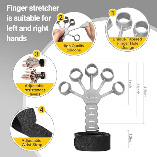 Grip Strength Trainer Finger Strengthener-Hand Gripper Strengthener Kits 6 Pcs Stress Relief Ball and Forearm Workout Ring for Therapy, Relieve Pain Arthritis