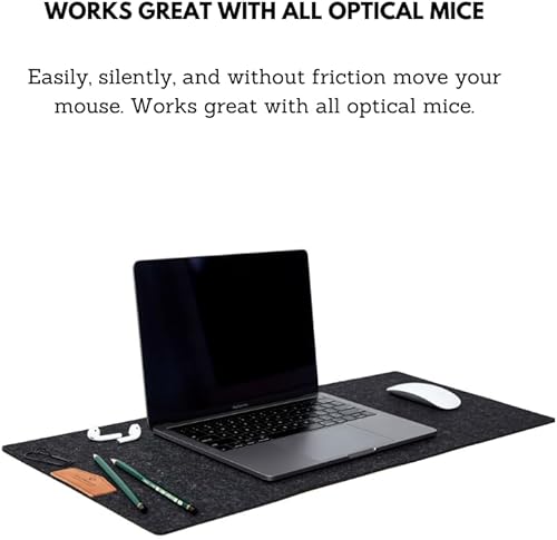 Miniatura 7 de 100% Wool Desk Mat 12x28 inch. (30x70 cm.) Anti Slip Felt Desk Mat, Felt Desk Pad Gray, Large/Small Felt Computer Mat, Large Wool Mouse Pad Premium