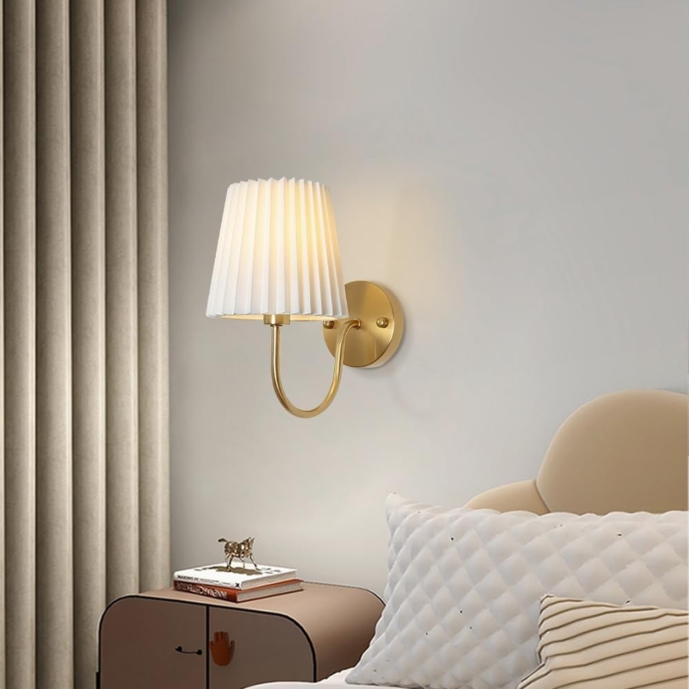 XANAYXWJ Applique in Tessuto con Base E14/E12 Lampada Pastorale a Testa Singola per Camera da Letto per corridoio Toeletta() (A)