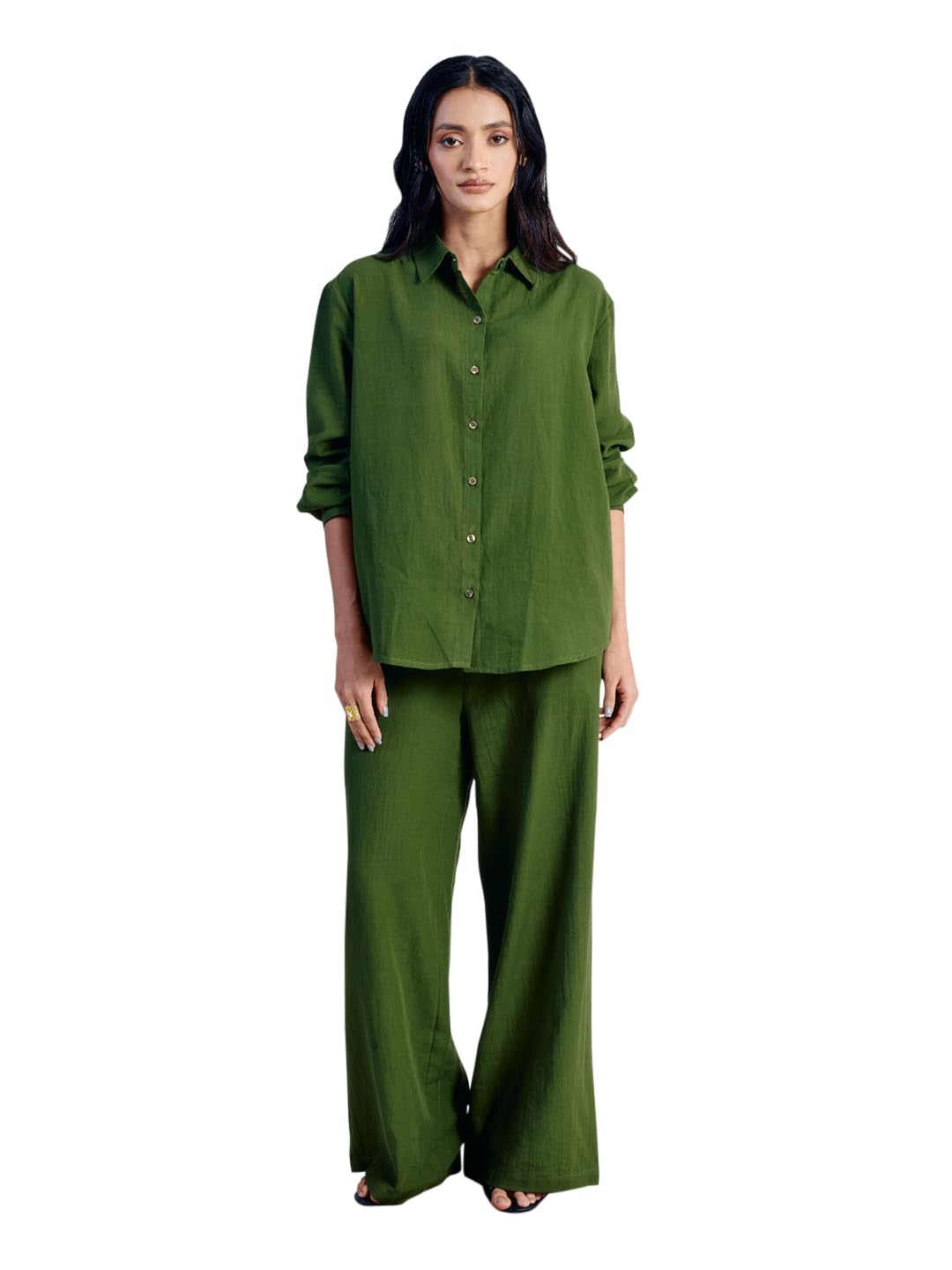 Women’s Linen-Blend Loose Relaxed Fit Co-Ord Set