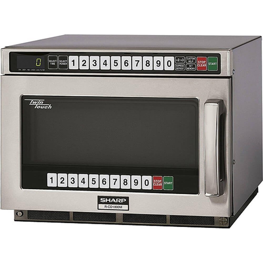 Sharp R-CD1800M Commercial Microwave Oven TwinTouch Heavy Duty with Dual TouchPads 1800 Watts 0 75 Cu Ft Capacity