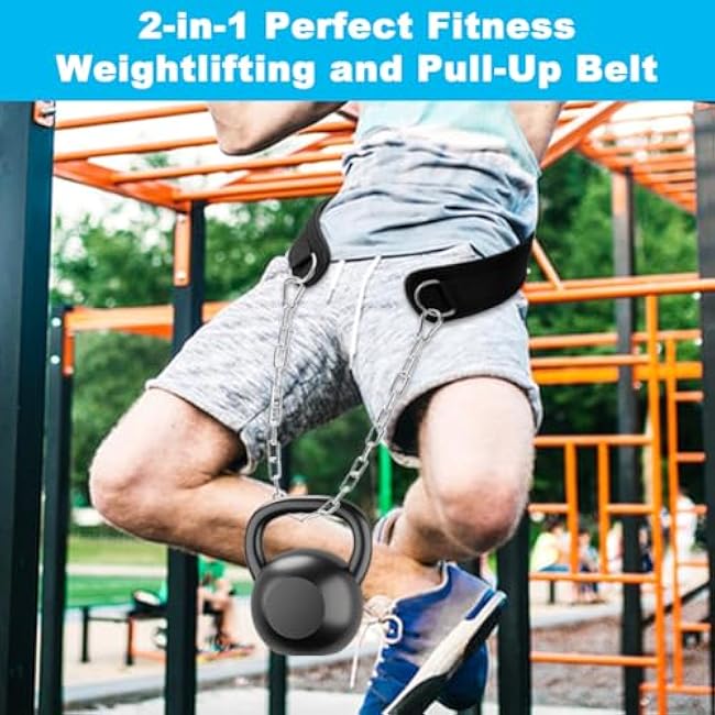 Dip Belt With Chain,Weightlifting Belt or Pull-Ups, Powerlifting, Squats, and Bodybuilding,550lbs - 650lbs Weight Capacity