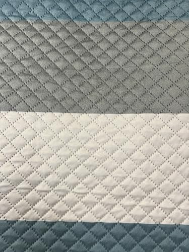 Image of Aqua Stripes Quilted Velvet Sofa Cover 1 Seater Soothing Aqua Palette - Durable Daily Use - Made in India - Premium Touch - Pet and Child Friendly - Indian Size Fit - Easy Maintenance