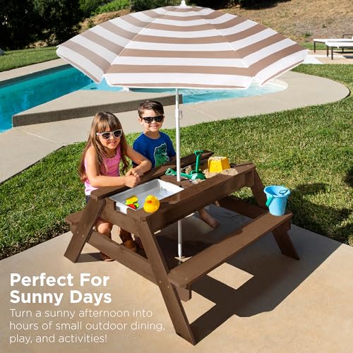 image for Best Choice Products Kids 3-in-1 Sand & Water Table, Wood Outdoor Conv