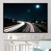 Framed Canvas Wall Art Light Exposure Colorful Industrial Lights Multicolor Neon Photography Places Portrait Realism - 16x24 inches