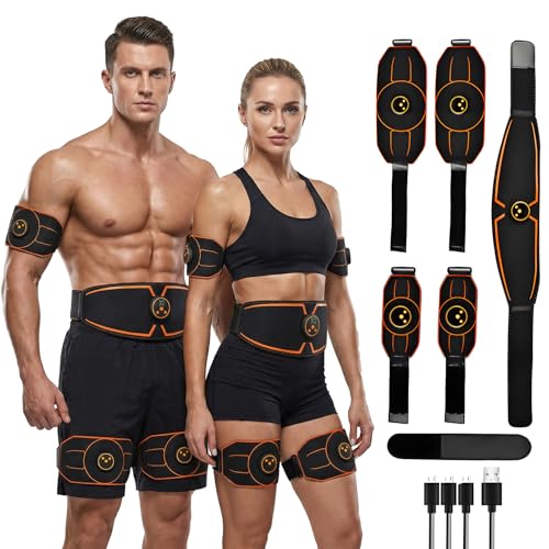Elettrostimolatore Muscolare, Elettrostimolatore per Addominali, Trainer Wireless per Addome, EMS Stimolatore Addominale, con USB, per Esercizio Quotidiano Ragazzi e Ragazze(8 modalità+19 Intensità)