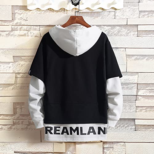 パーカー メンズ 秋服 プルオーバー パーカ 重ね着風 ぱーか