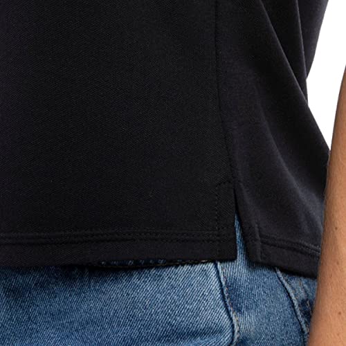 Camisa Polo Feminina em Viscose Manga Curta Conforto Casual (Preta, EGG)