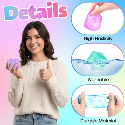 Image of Gemscream Stress Cube Bulk Slow Rising Ice Cube Stress Ball Sensory Squeeze Cubes Halloween Goodie Bag Stuffing for Adult Birthday Gift Anxiety Relief Party Favors(48 Pcs,Pink, Blue, Purple, Green)